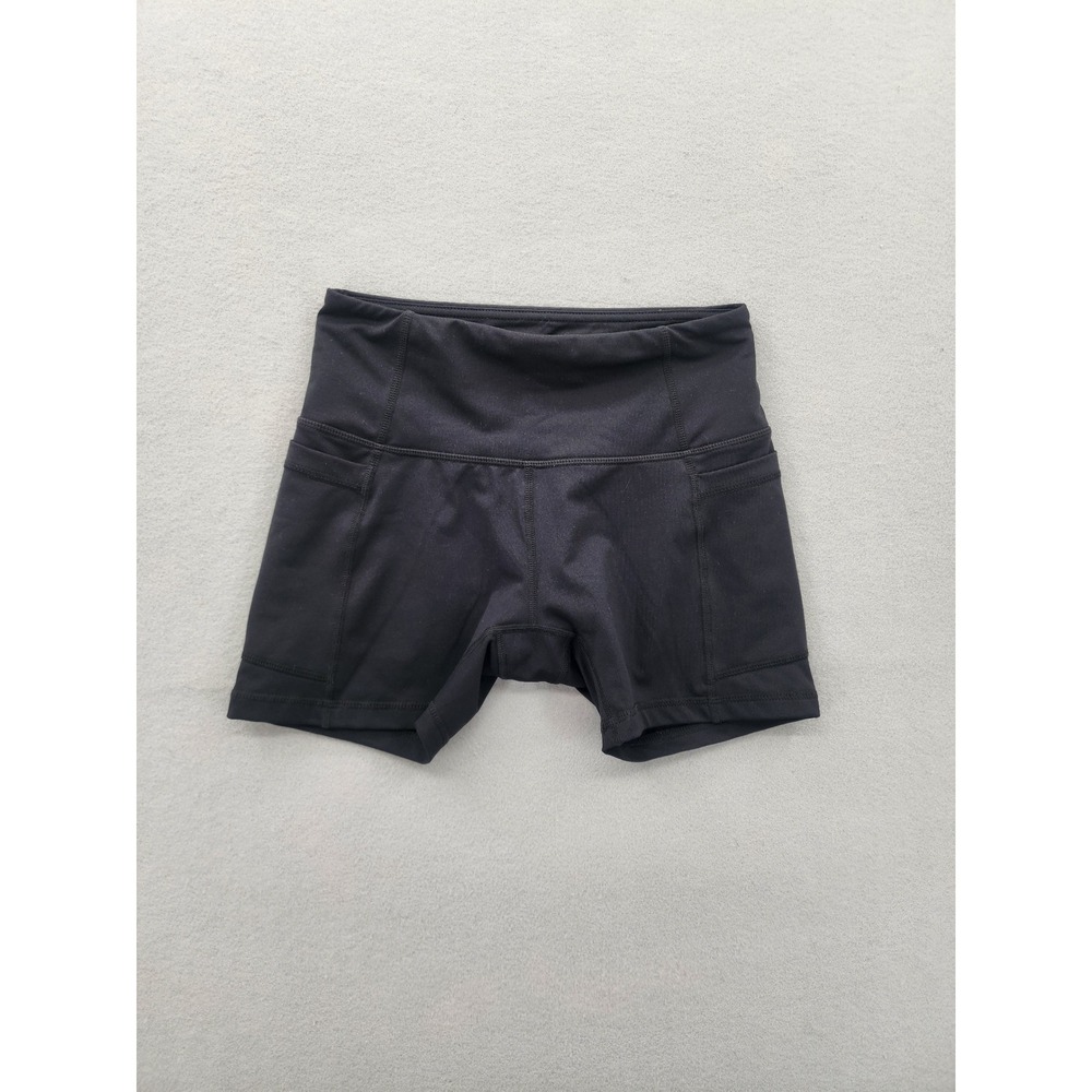 Baleaf Womens XS Black High Waisted Biker Shorts Side Pockets Athletic Yoga Gym